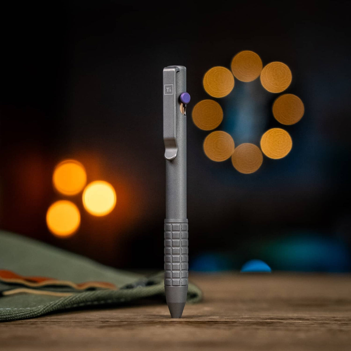 USA Machine Shop McNeese Pen in Gray Metal with a Textured Grip and Clip