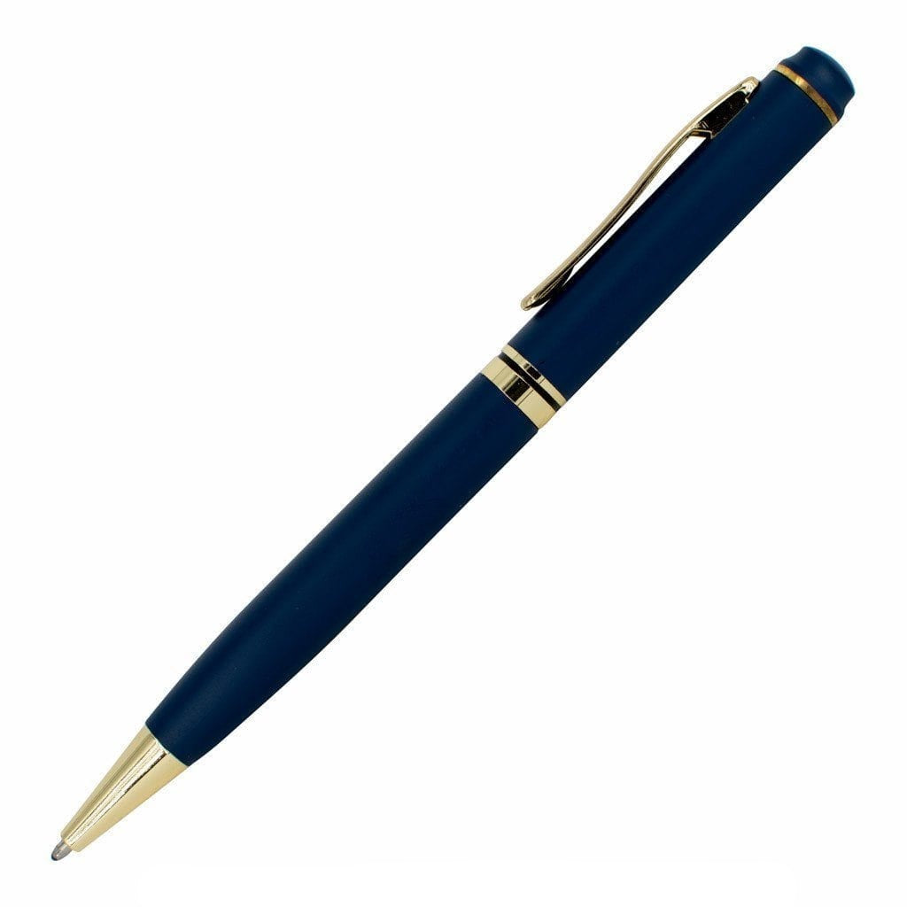The PensXpress Xpress Entrepreneur is a blue ballpoint pen with gold accents on the clip and tip, displayed on a white background¡ªan ideal stylish choice for promotional pens at your next corporate event.