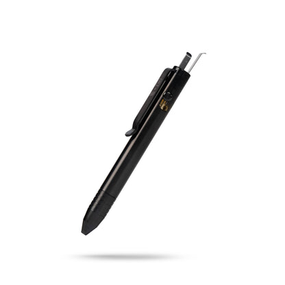 Knafs multi tool pen in black with a sleek design and multiple tool attachments visible
