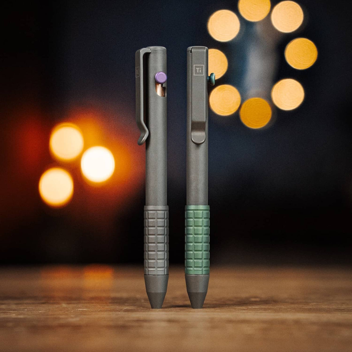 Two McNeese Pen models in gray with textured grip and clip for enhanced writing experience