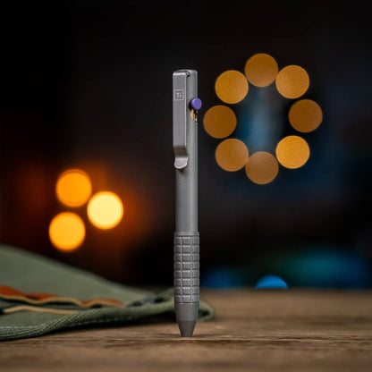 USA Machine Shop McNeese Pen in Gray Metal with a Textured Grip and Clip